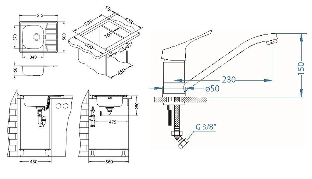 Alveus Sets - Spüle-Set Zoom 10 Und Armatur Riviera + Geschenk, Chrom SETA265 – Bild 2