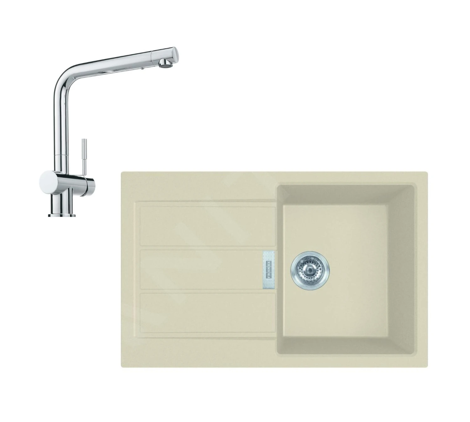 Franke Sets - Küchenset T81, Tectonite-Spüle S2D 611-78 Und Samoa-Armatur, Beige / Chrom 143.0675.729