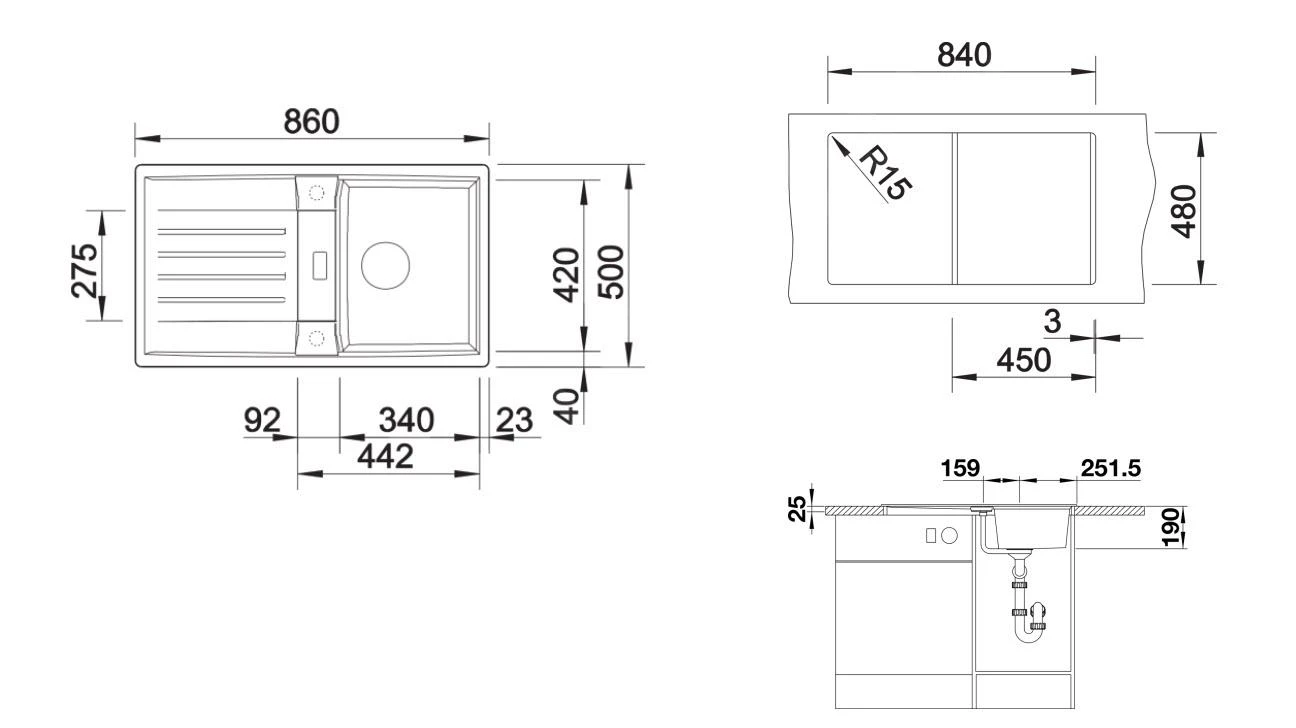 Blanco Lexa 45 - Silgranitspüle, 860x500 Mm, InFino, Anthrazit 524900 – Bild 2