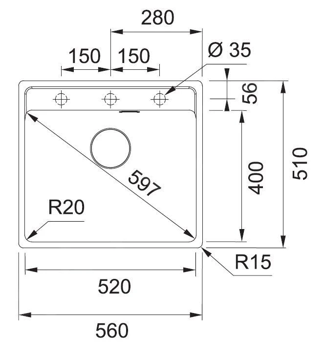 Franke Sets - Set G244, Fragranitspüle MRG 610-52 RTL Und Armatur FP 0408.031, Grauer Stein / Chrom 114.0675.599 – Bild 2