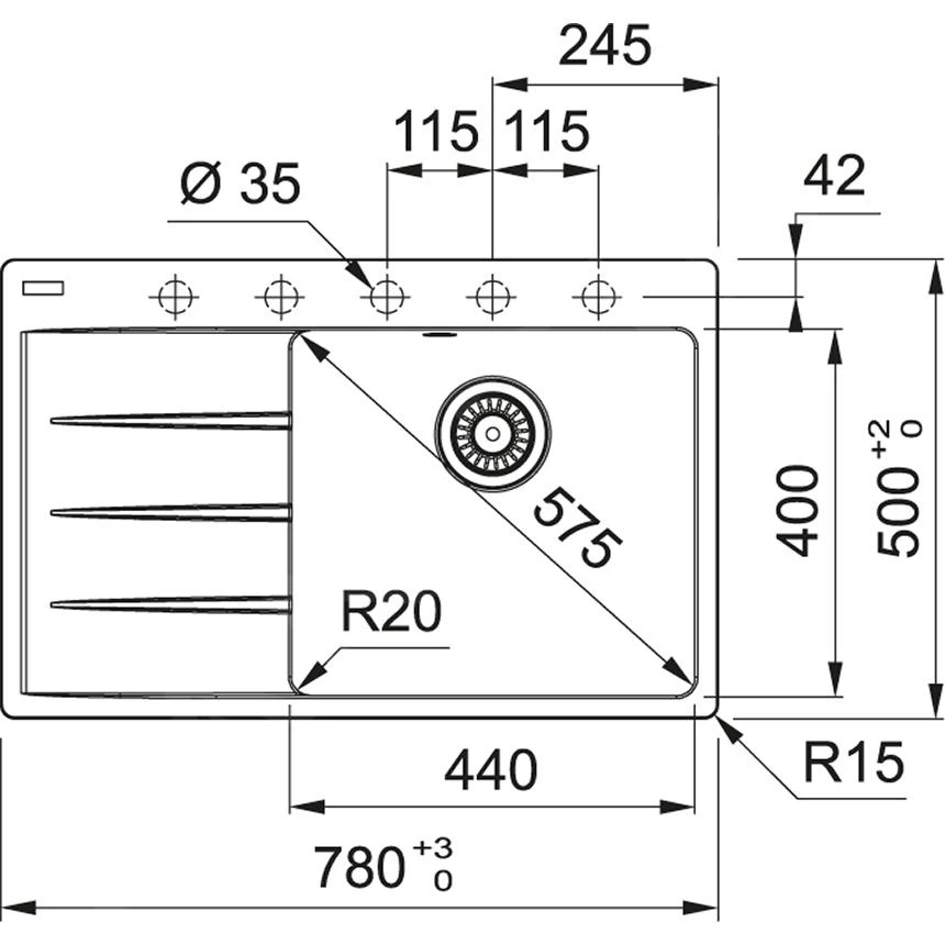 Franke Sets - Set G218, Fragranit Spülbecken CNG 611-78 TL/2 Und Küchenarmatur FP 0408.031, Onyx/Chrom 114.0650.816 – Bild 2