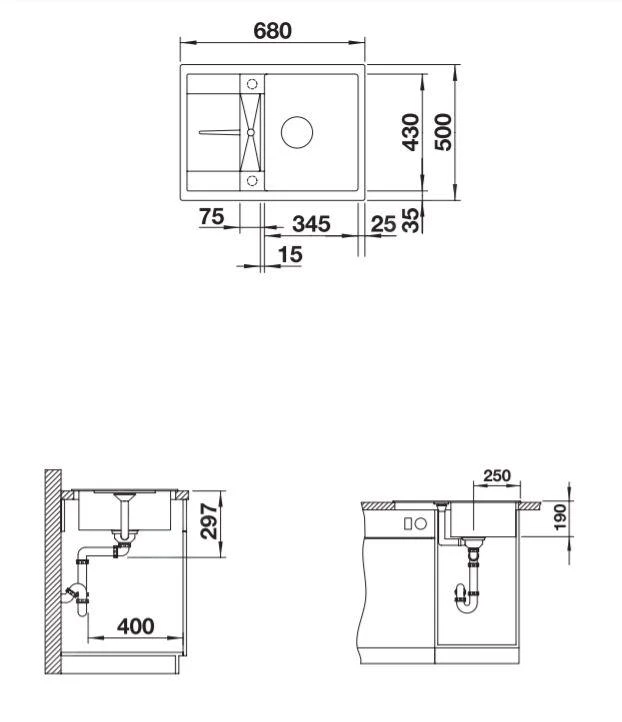 Blanco Metra 45 - Silgranitspüle, 680x500 Mm, Compact, Schwarz 525912 – Bild 2