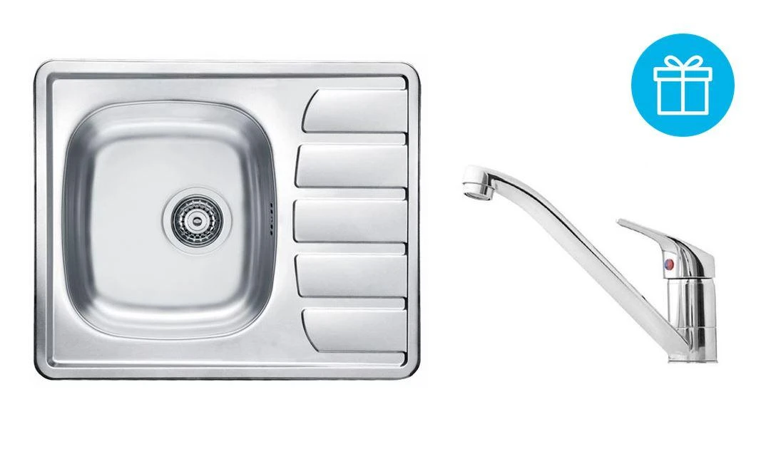 Alveus Sets - Spüle-Set Zoom 10 Und Armatur Riviera + Geschenk, Chrom SETA265