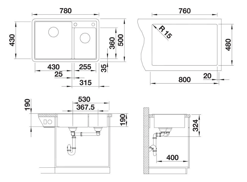 Blanco Legra 8 - Silgranitspüle, 780x500 Mm, Grau 527272 – Bild 2