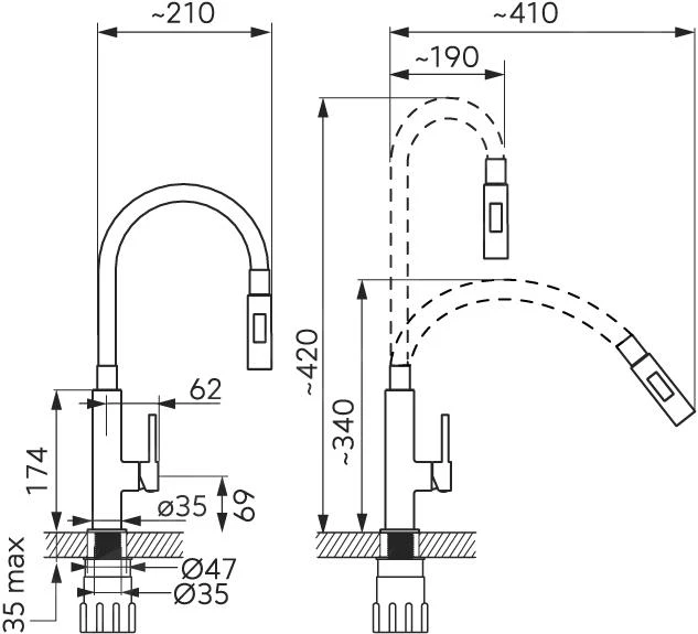Novaservis Ferro - Küchenarmatur Mit Flexiblen Brause Mit Umschalter, 2 Düsen, Rot/chrom 70730,0CV – Bild 2
