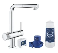 Grohe Blue Pure - Set - Spültischarmatur Minta Mit Ausziehbarem Auslauf Und Wasserfilter, Verchromt 30382000