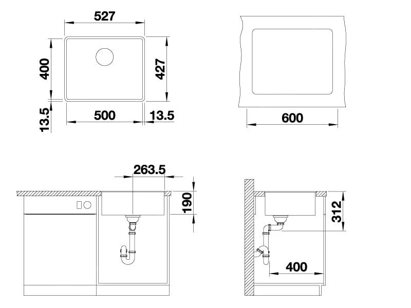 Blanco Subline 500 - Silgranitspüle, 527x427 Mm, Kaffee 523537 – Bild 2