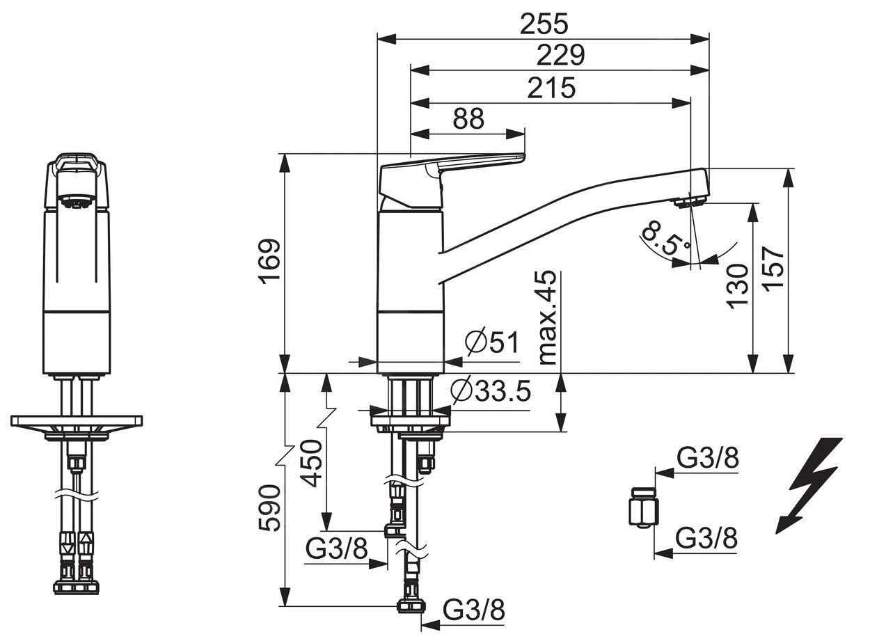 Hansa Polo - Spültisch-Einhebelmischer, Für Drucklose Warmwasserbereiter, Chrom 51591193 – Bild 2