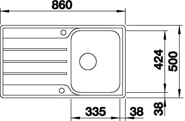 Blanco Lemis 45 - Spüle, 860x500 Mm, Mit Ablaufsystembedienung, Gebürsteter Edelstahl 523031 – Bild 2