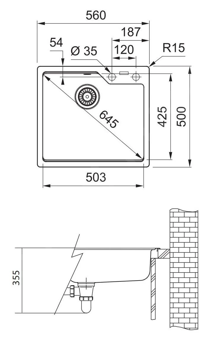 Franke Urban - Fragranit Spülbecken UBG 610-56, 560x500 Mm, Weiß Eis 114.0582.770 – Bild 2