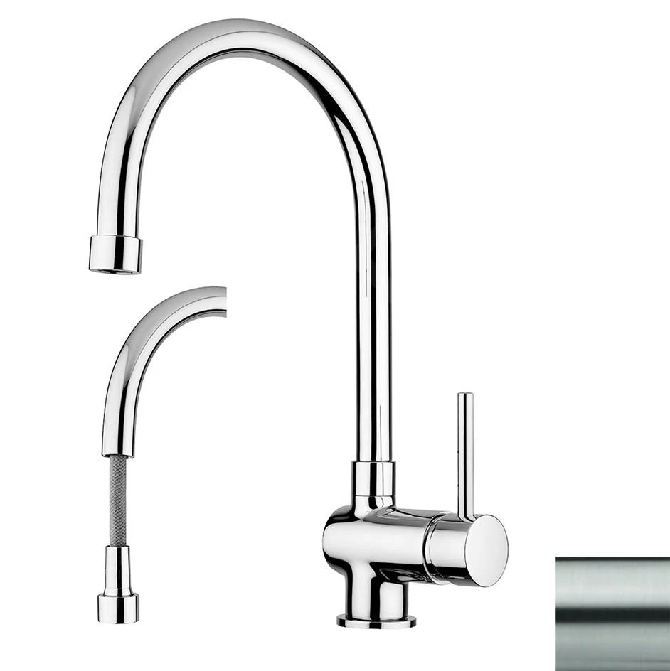 Paffoni Stick - Spültischarmatur Mit Ausziehbarer Brause, Edelstahl SK185ST