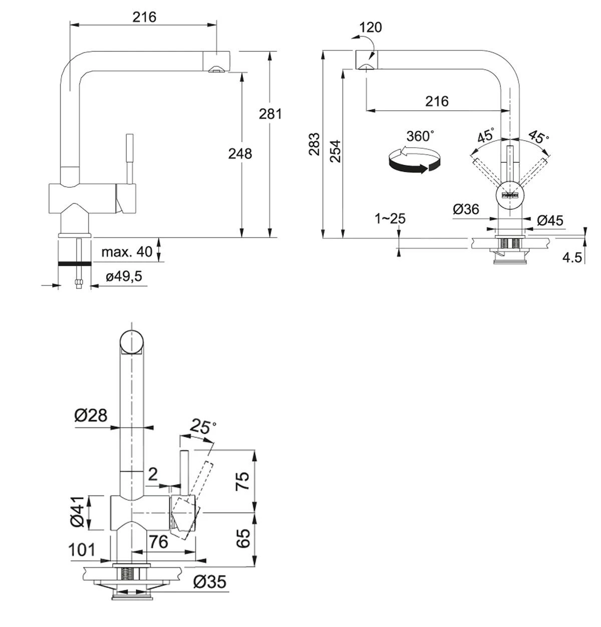Franke Sets - Küchenset T13, Tectonite Spülbecken SID 610, Schwarz + Küchenarmatur Samoa, Chrom 114.0283.125 – Bild 3
