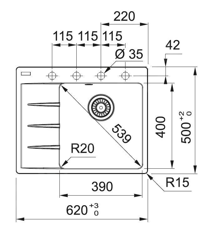 Franke Sets - Set G220, Fragranit Spülbecken CNG 611-62 TL/7 Und Küchenarmatur Samoa, Onyx/Chrom 114.0650.747 – Bild 2