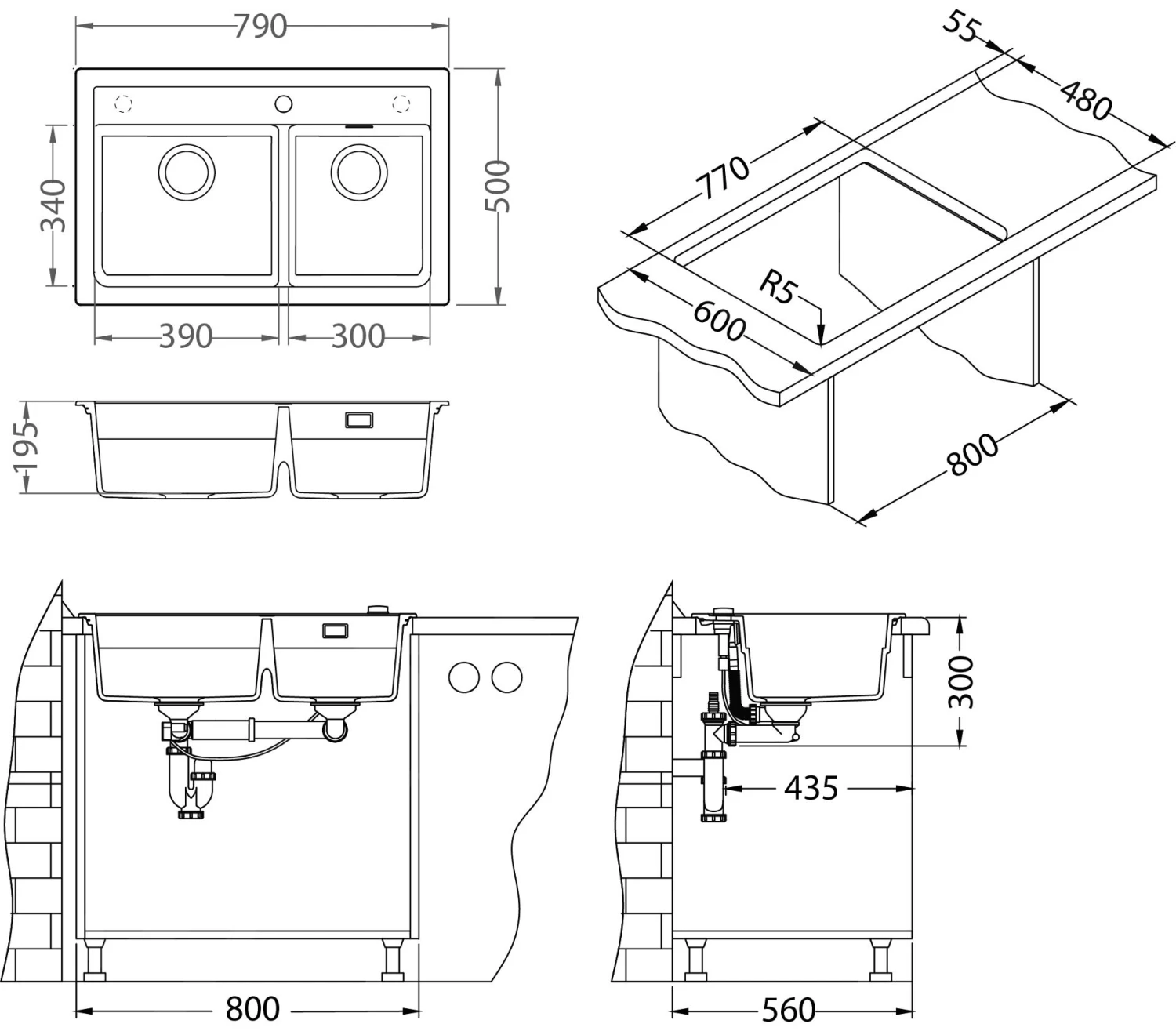 Alveus Atrox - Granit-Spüle 790x500 Mm, Mit Ablaufsystembedienung, Terra 1131999 – Bild 2