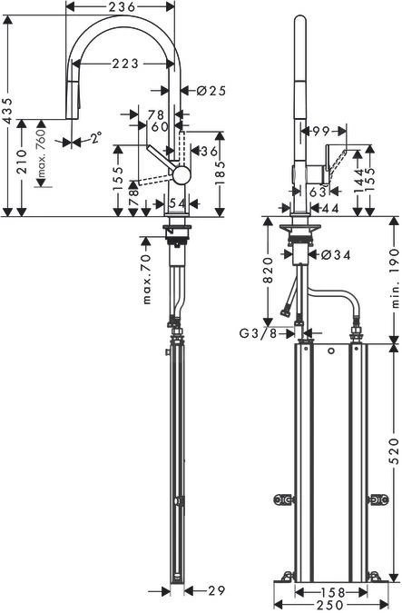 Hansgrohe M54 - Spültischarmatur Talis, Mit Ausziehbarer Brause, SBox, Verchromt 72801000 – Bild 2