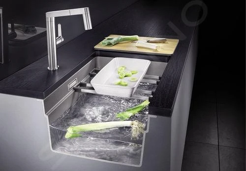 Blanco Etagon 500 - Silgranitspüle, 530x460 Mm, Mit Schienen, Schwarz 525887 – Bild 4