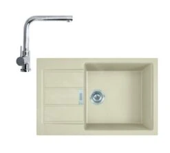 Franke Sets - Set T88, Tectonite-Spüle S2D 611-78 XL Und Armatur FN 0147.031, Beige / Chrom 143.0675.736