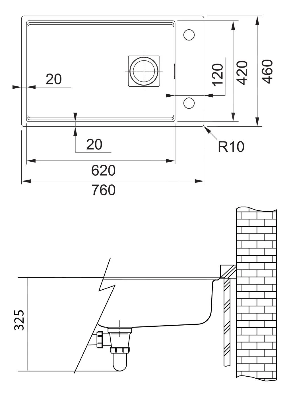 Franke Kubus 2 - Fragranit Spülbecken KNG 110-62, 760x460 Mm, Kaschmir 125.0512.516 – Bild 2