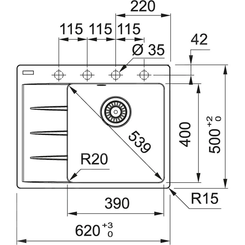Franke Sets - Set G212, Fragranit Spülbecken CNG 611-62 TL/2 Und Küchenarmatur Samoa, Felsgrau/Chrom 114.0650.743 – Bild 2