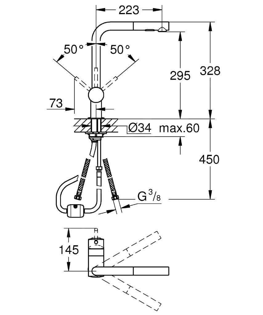 Grohe Minta - Spültischarmatur Mit Ausziehbarer Geschirrbrause, Verchromt 30274000 – Bild 2