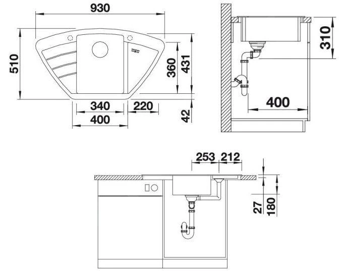 Blanco Zia 9 - Silgranitspüle, 930x510 Mm, Mit Ablaufsystembedienung, Schwarz 526030 – Bild 2