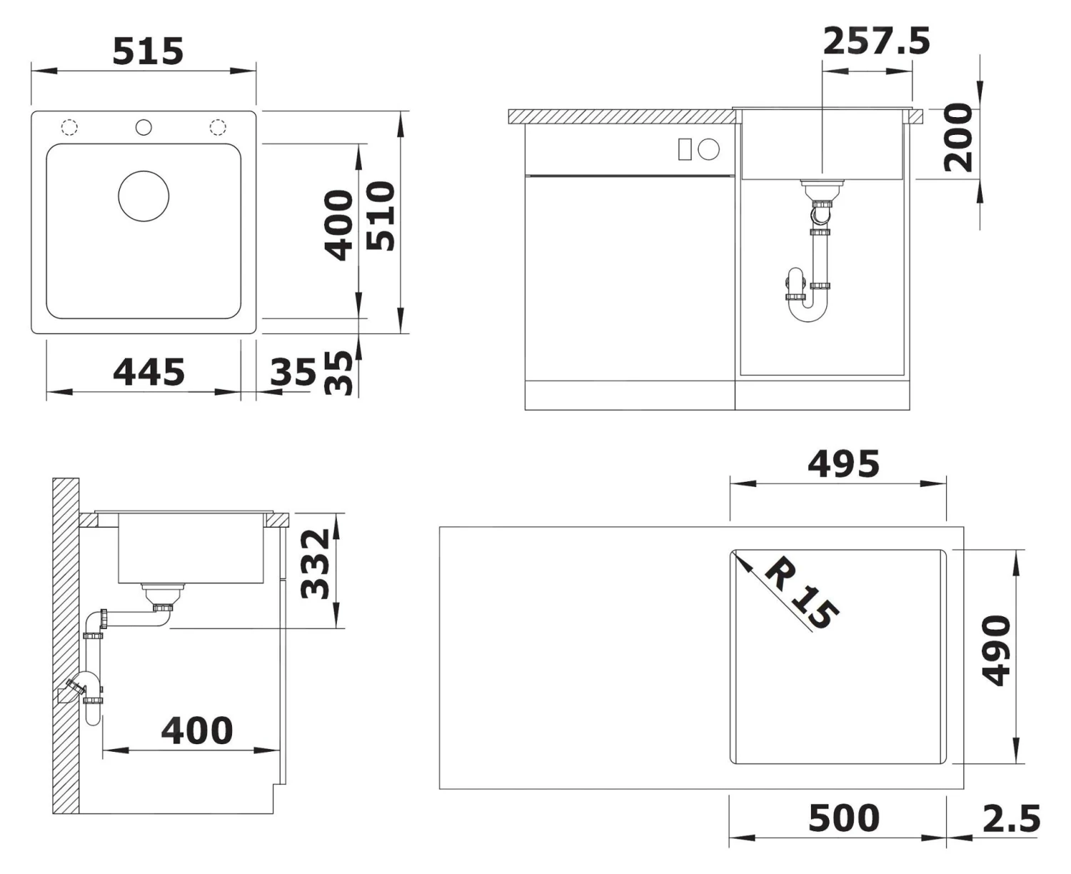 Blanco Naya 5 - Silgranitspüle, 515x510 Mm, Anthrazit 526579 – Bild 2