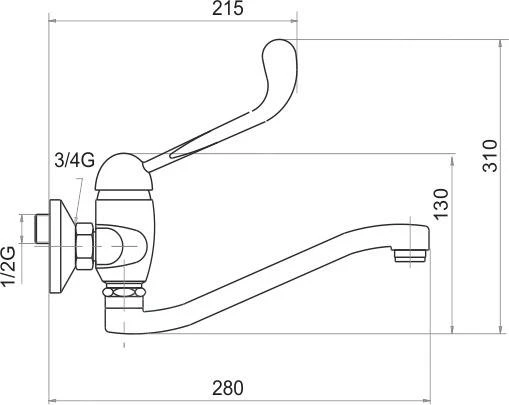 Novaservis Metalia 55 - Spültischarmatur, Medizinischer Hebel, Chrom 55070L,0 – Bild 2