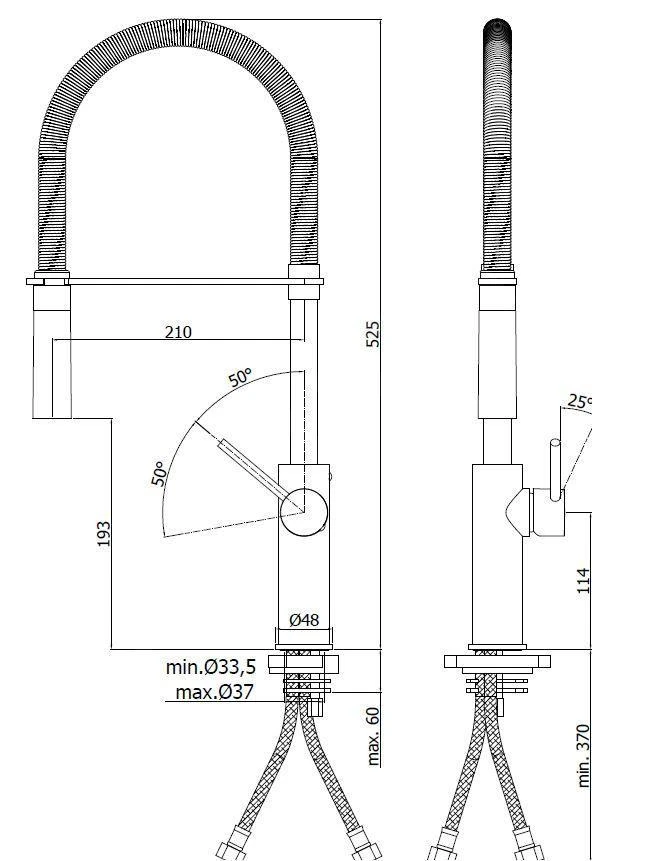 Paffoni Light - Spültischarmatur Mit Flexiblem Auslauf, Chrom LIG179CR – Bild 2