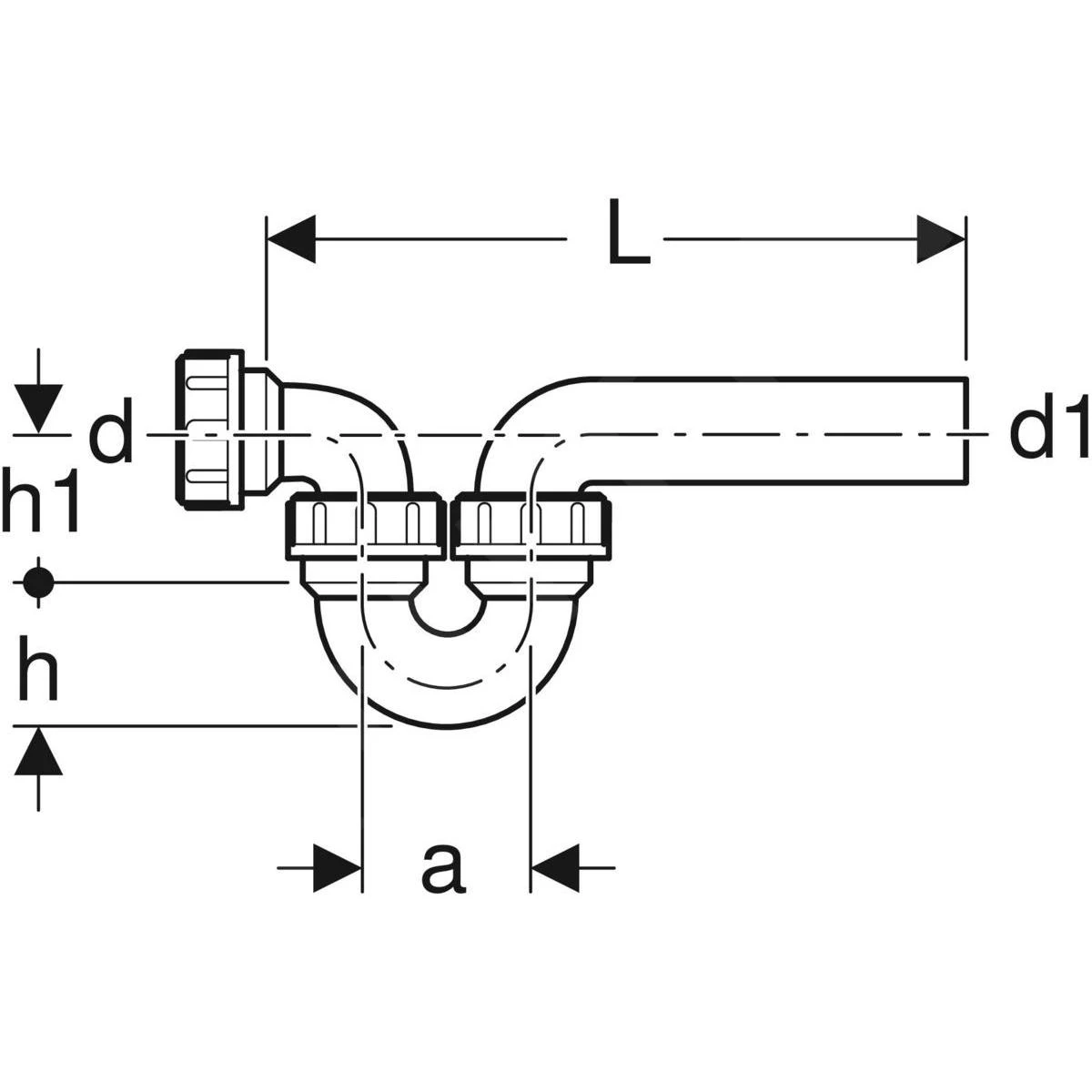 Geberit Zubehör - Geruchsverschluss Für Spültische, Mit Klemmverschraubung, Zuleitung/Auslauf Waagrecht, D 56 Mm, D1 56 Mm 152.046.16.1 – Bild 2