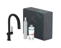 Hansgrohe Aqittura M91 - Spültischarmatur Mit Ausziehbarem Auslauf, SodaSystem, SBox, Schwarz Matt 76806670