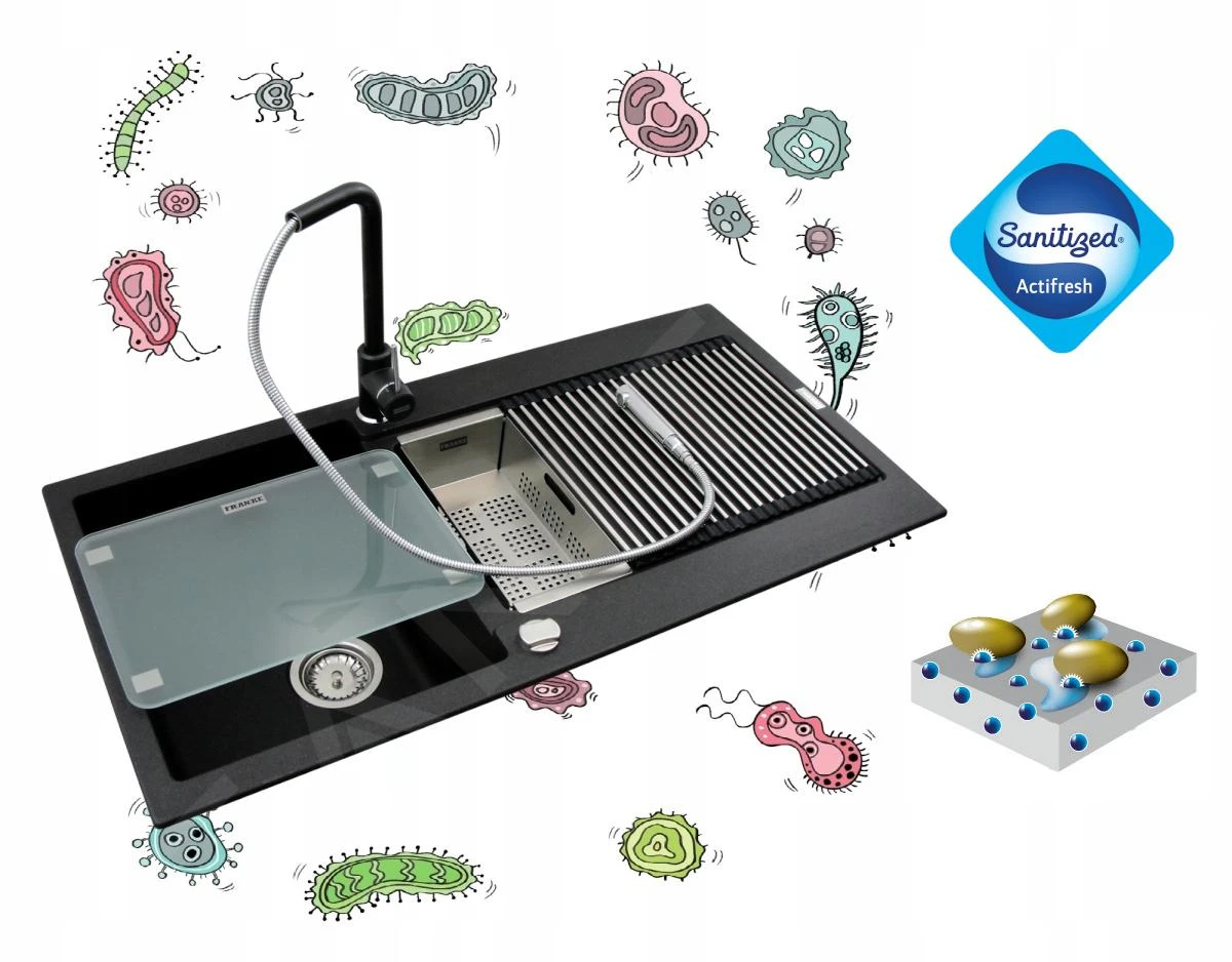 Franke Sets - Set G214, Fragranit Spülbecken CNG 611-62 TL/2 Und Küchenarmatur FP 0408.031, Schwarz Matt/Chrom 114.0650.764 – Bild 6