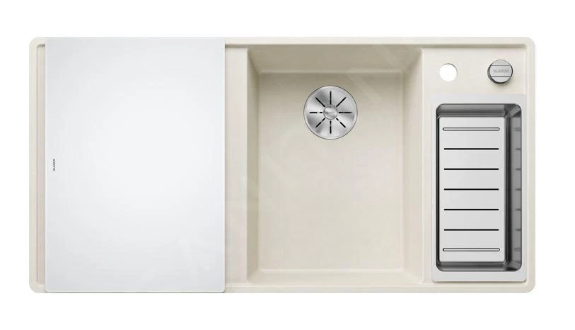 Blanco Axia III 6 - Silgranitspüle, 990x500 Mm, Mit Ablaufsystembedienung Und Zubehör, InFino, Soft Weiß 527049 – Bild 4