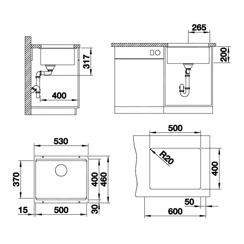 Blanco Etagon 500 - Silgranitspüle, 530x460 Mm, Mit Schienen, Schwarz 525887 – Bild 2