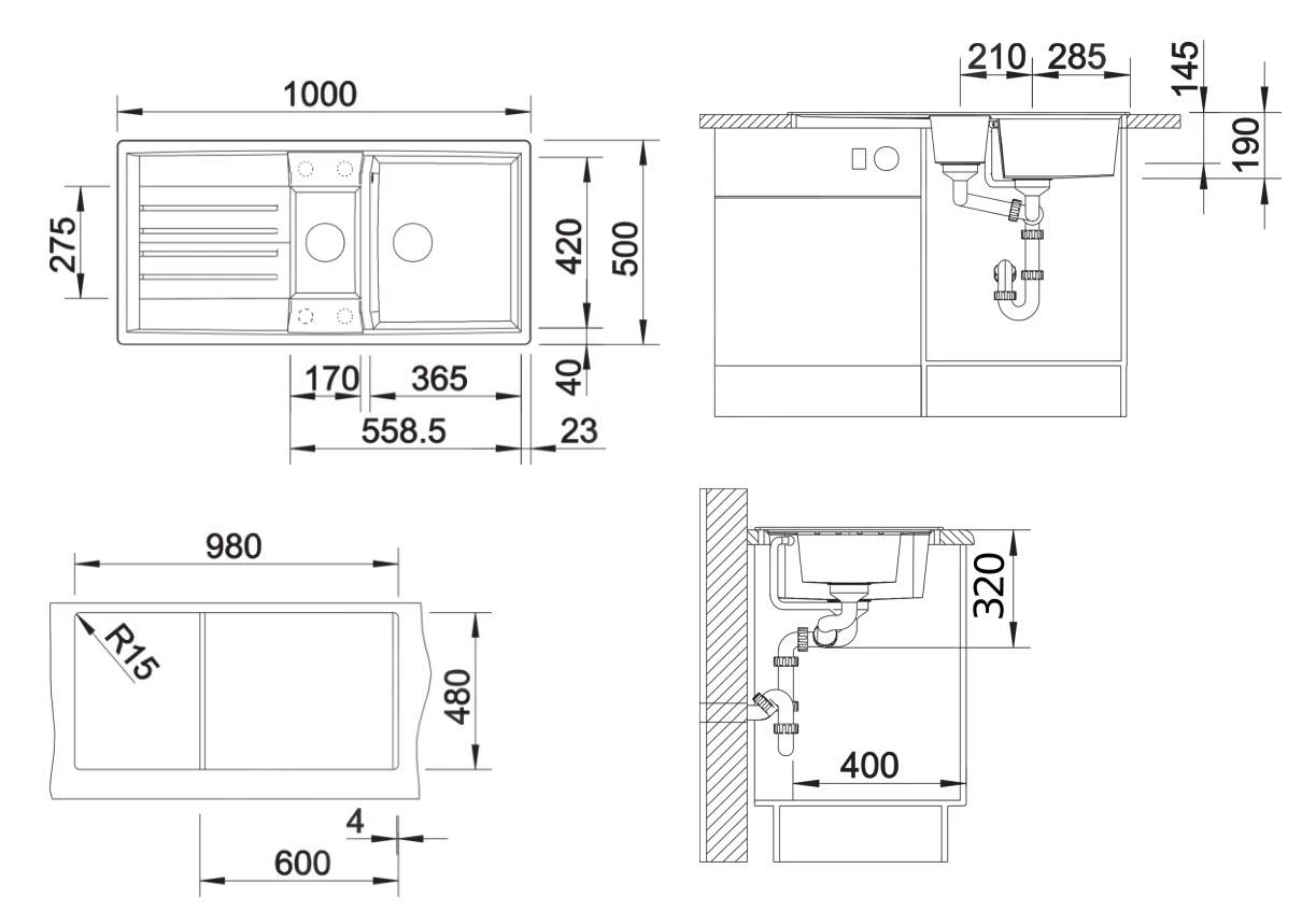 Blanco Lexa 6 - Silgranitspüle, 1000x500 Mm, Mit Zubehör, InFino, Felsgrau 524931 – Bild 2