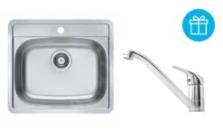 Alveus Sets - Spüle-Set More 10 Und Armatur Riviera + Geschenk, Chrom SETA738