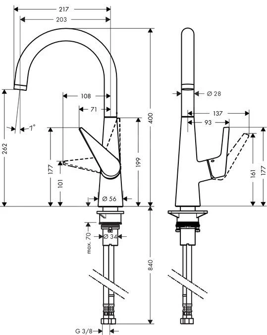 Hansgrohe Talis M51 - Spültisch Einhebelmischer 260 Mit Schwenkbarem Auslauf, Edelstahl 72810800 – Bild 2