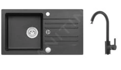 Alveus Sets - Granitspüle-Set Cortina 140 Und Armatur Tonia, Carbon SETA735