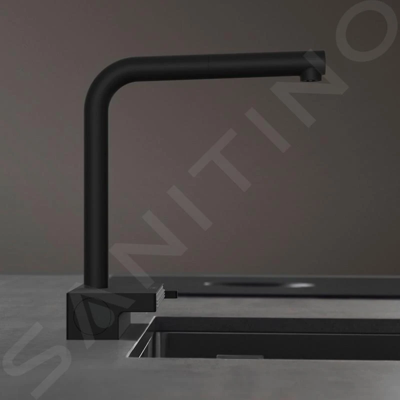 Hansgrohe M81 - Spültischarmatur Aquno Select 250 Mit Ausziehbarer Brause Und Flachem Brausestrahl, Schwarz Matt 73836670 – Bild 3
