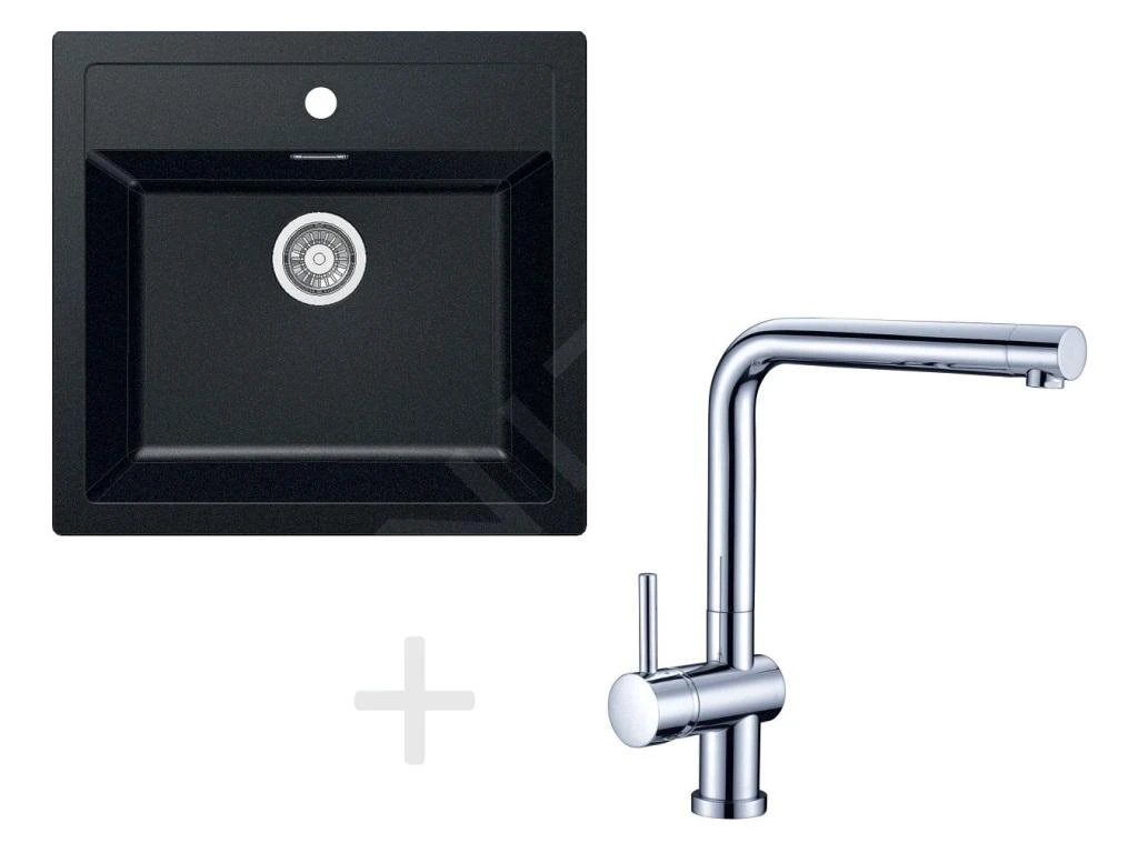 Franke Sets - Küchenset T13, Tectonite Spülbecken SID 610, Schwarz + Küchenarmatur Samoa, Chrom 114.0283.125