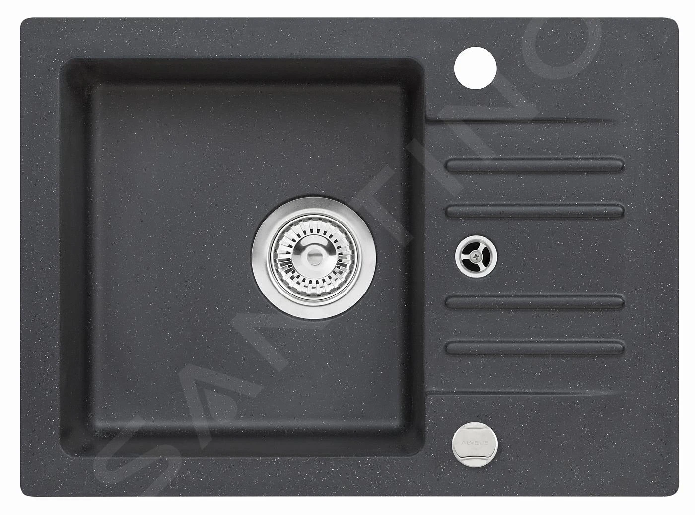 Alveus Cortina - Granit-Spüle 580x420 Mm, Mit Ablaufsystembedienung, Carbon 1117076